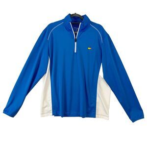 Masters Tech 1/4 Zip Pullover Top Mens Large Blue‎ Golf Augusta Long Sleeve